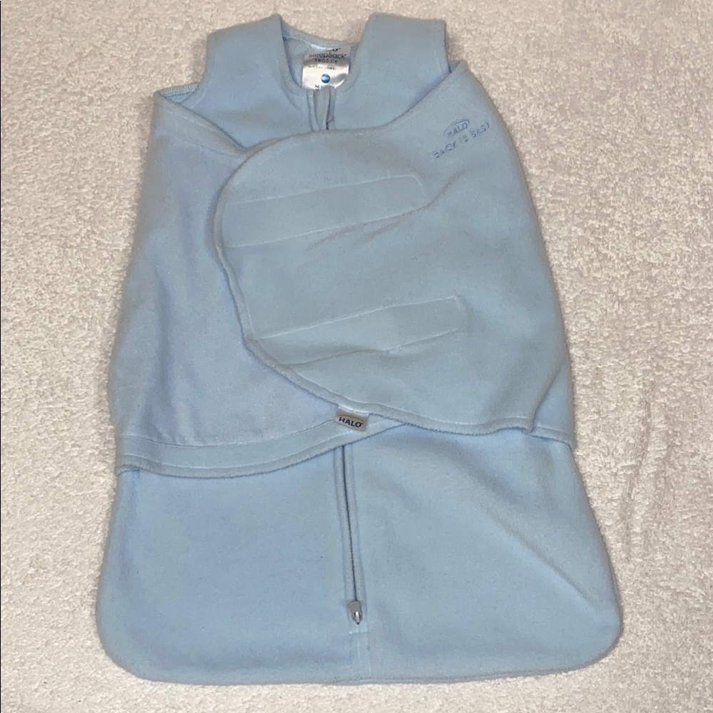 Halo sleep sack swaddle Blue fleece newborn